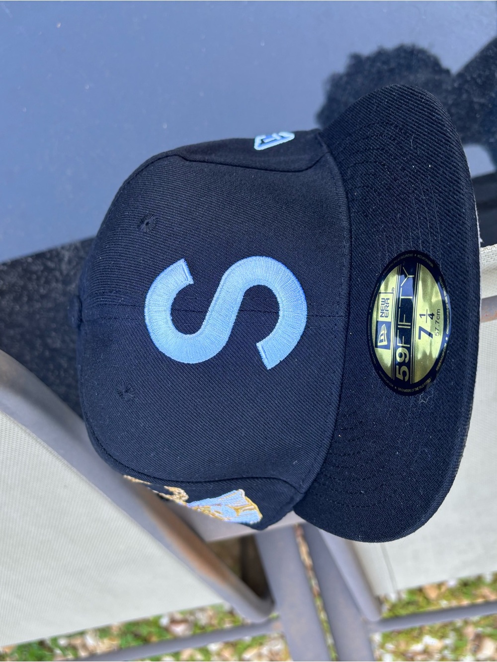Supreme Black Cap with Light Blue 'S' Embroidery